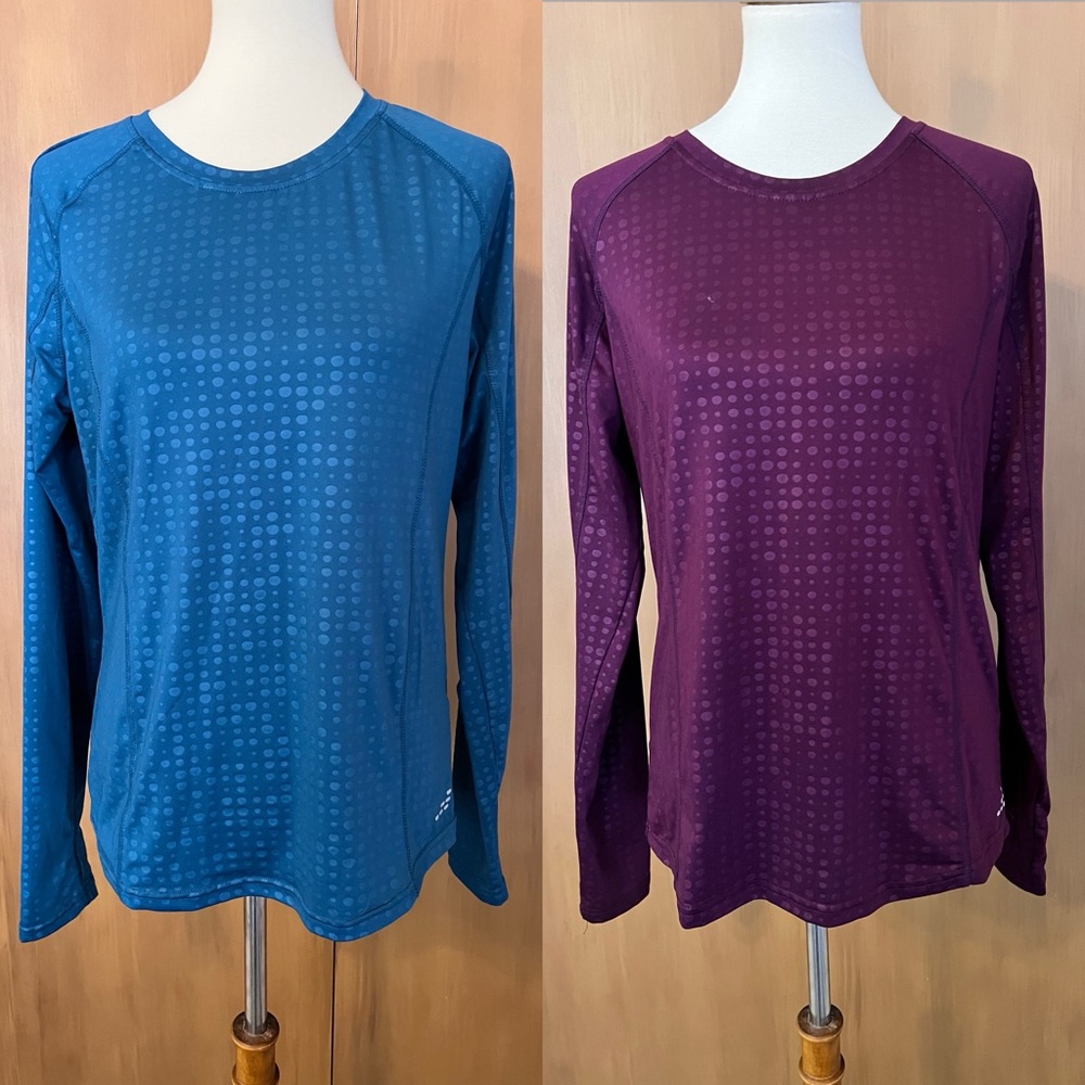 2-shirt bundle, long sleeveve athletic shirt running, women’s large GUC